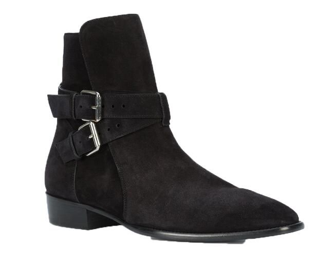 stacked heel mens boots
