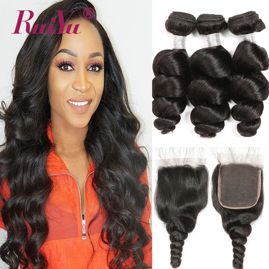 2019 Loose Wave Kinky Straight Bundles With Closure Malaysian Hair