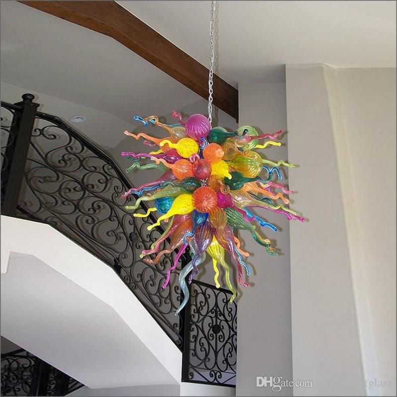 Vintage Ceiling Decor Multicolor Art Decor Hanging Diy Hand Blown Glass Chandeliers Home Decoration Hand Blown Glass Crystal Chandelier Blue Pendant Light Drum Pendant From Muranoartglass 840 21 Dhgate Com