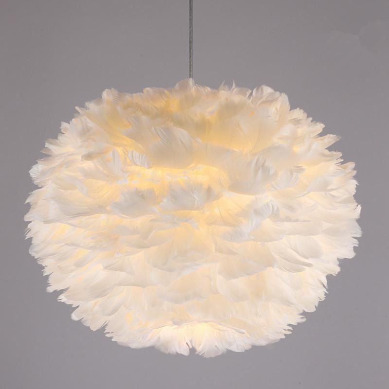 white feather pendant light