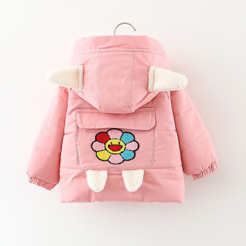 Kids Girls Thick Hoodie Warm Padded Coat Floral Jacket Winter Outerwear Overcoat