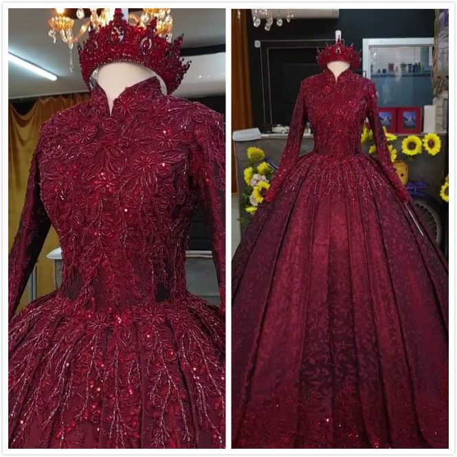 maroon colour long frock