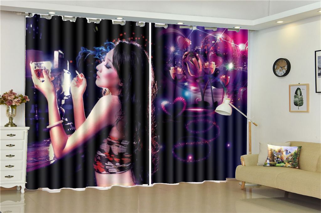 2019 Printing Blackout 3d Window Curtain Dreamy Night Sexy Girl