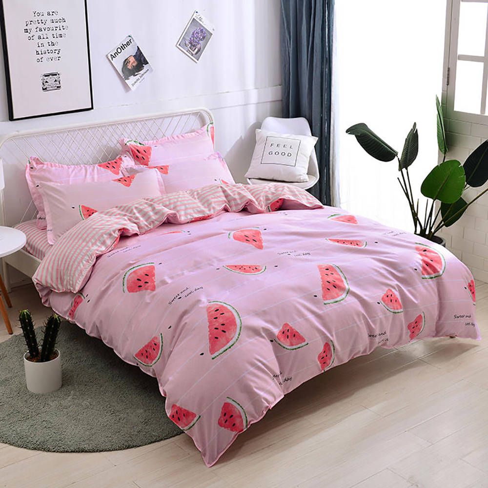 Girls Bedding Set Watermelon Sweet High End Pink Duvet Cover King