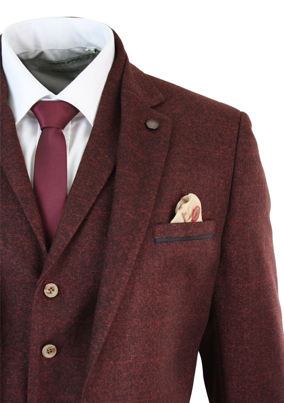 Burgundy tweed wedding suit Clearance