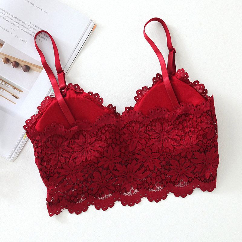 red lace bralette crop top