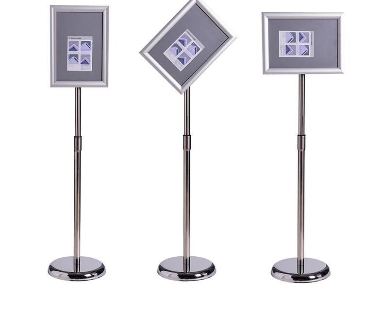Stainless Steel Floor Sign Stand A4 Poster Frame Lifting Billboard