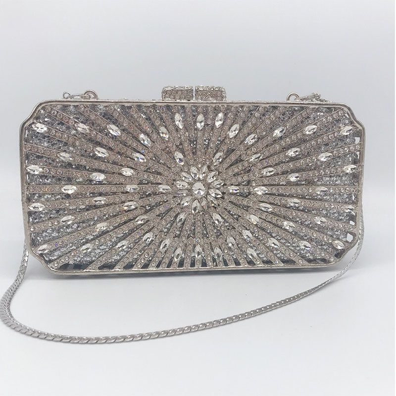 silver crystal clutch
