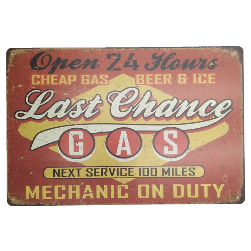 Metal Tin Sign last chance gas station Decor Bar Pub Vintage Retro Poster Cafe