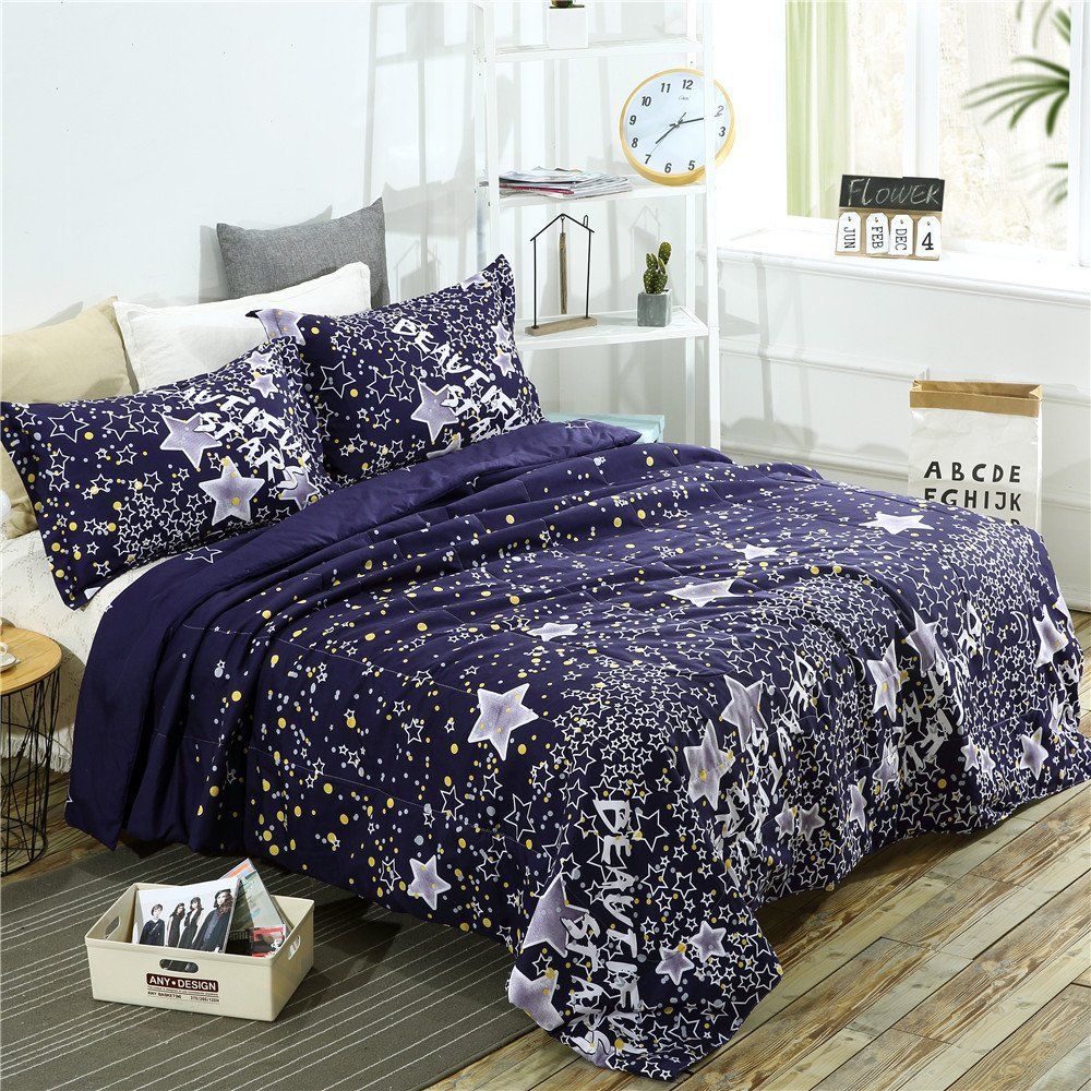 Galaxy Stars Bedding Sets Sky Stars Pattern Printed On Dark Navy