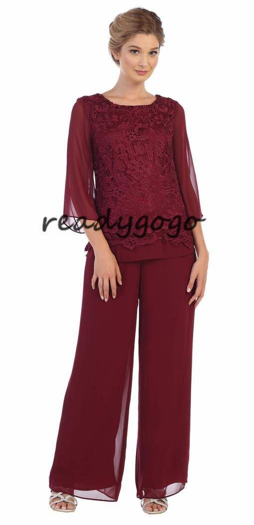 mother of the bride pant suits burgundy