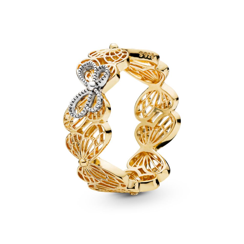 New 925 Sterling Silver Shine Openwork Butterflies Ring With Clear Cz