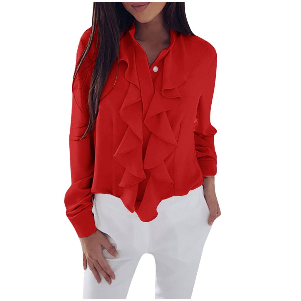 tops with ruffles in the front