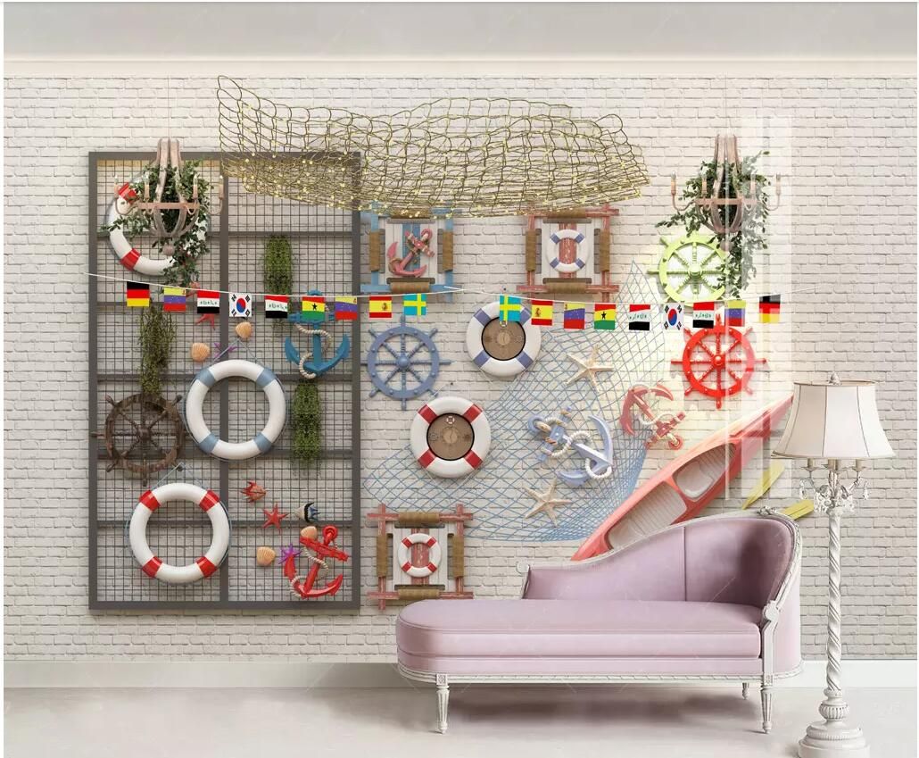 Wdbh 3d Wallpaper Custom Photo Retro Brick Wall Banner Boat Tv