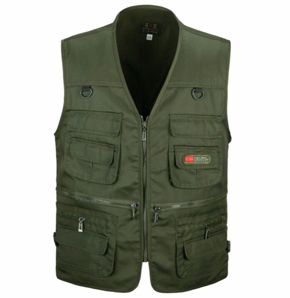 Compra 2018 Primavera Y Otoño Chaleco De Hombre Verde Militar Chaleco  Casual De Viaje O Trabajo Con Varios Bolsillos Durable Plus Size Barato |  Entrega Rápida Y Calidad | Es.Dhgate