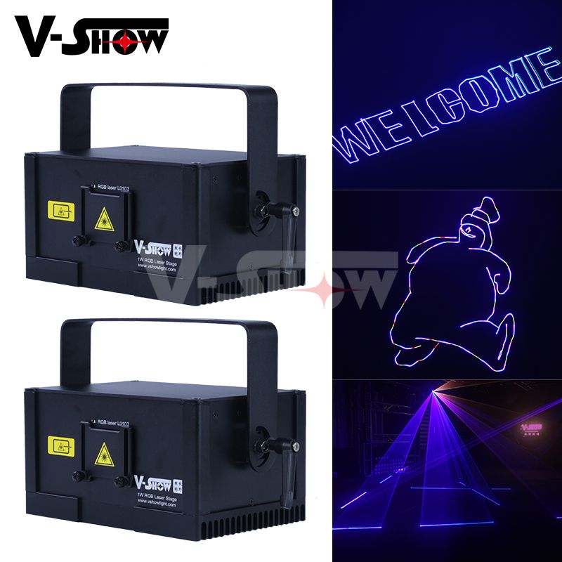 V-Show Europe Warehouse 1W New Design RGB Animation Laser Light DMX Control  Writing Stage Programmable