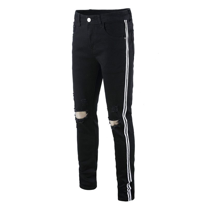 Compra Hombre Diseñador Agujero Negro Flaco Pantalones Vaqueros Verde Rojo  Cinta Estiramiento Para Hombre Jeans Moda Tendencia Para Hombre Denim Lápiz  Pantalones Barato | Entrega Rápida Y Calidad | Es.Dhgate