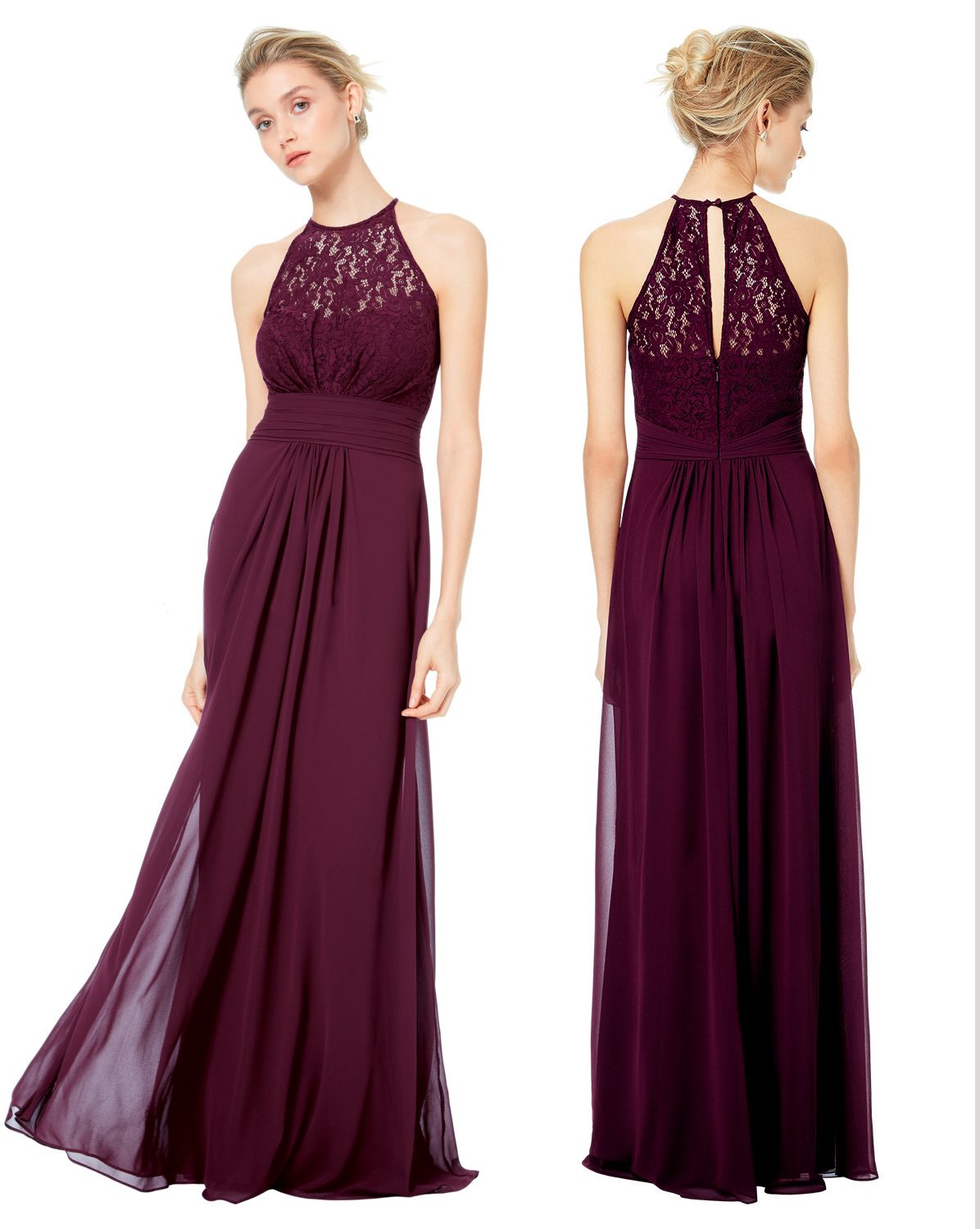 plum chiffon dress
