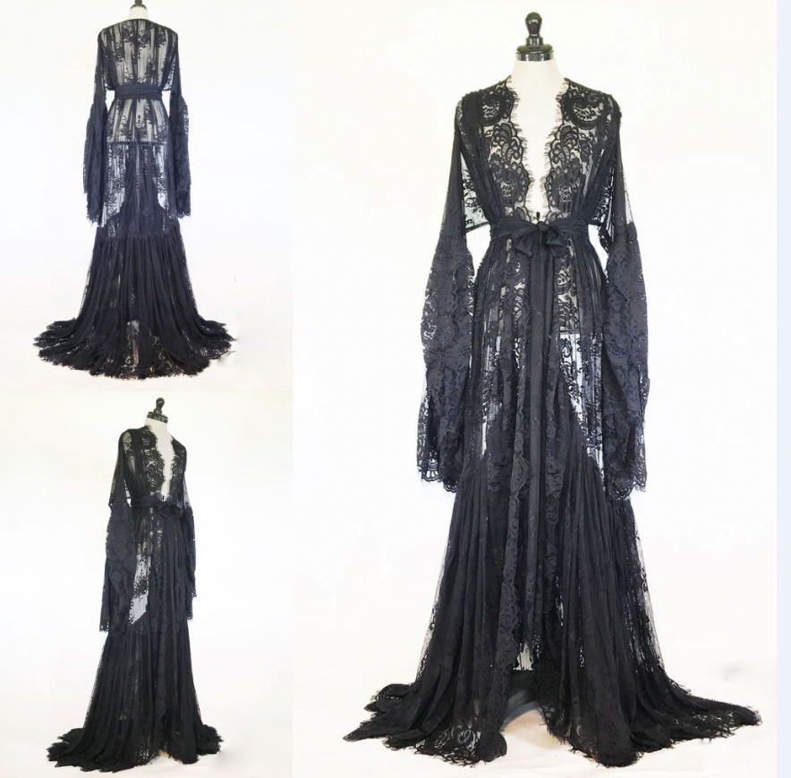 long black sheer robe