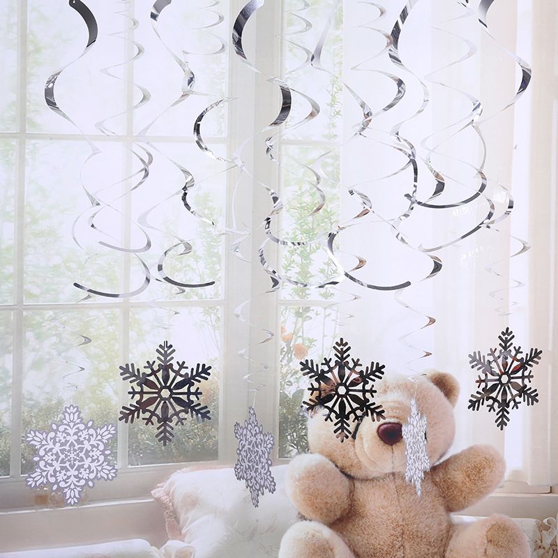 Christmas Pvc Sliver Snowflake Spiral Ornaments Christmas Pendant