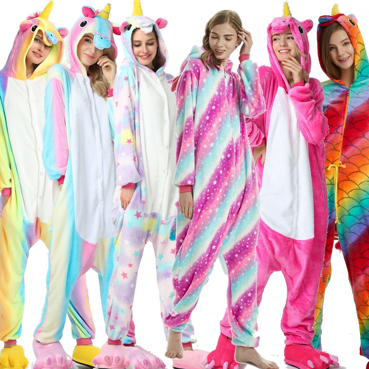 2021 Unicorn Pajamas Adults Animal Kigurumi Sets Sleepwear Cosplay ...