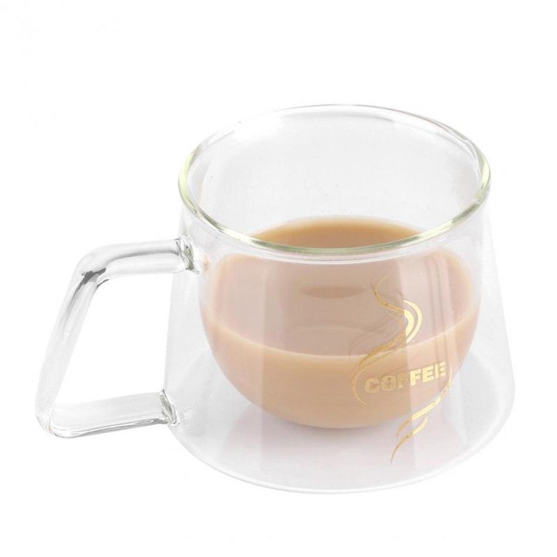 1pc Creative Transparent Borosilicate Glass Coffee Mug, Tea Cup With Handle  And Double-layered Insulation, Ideal For Garden, Home, Office