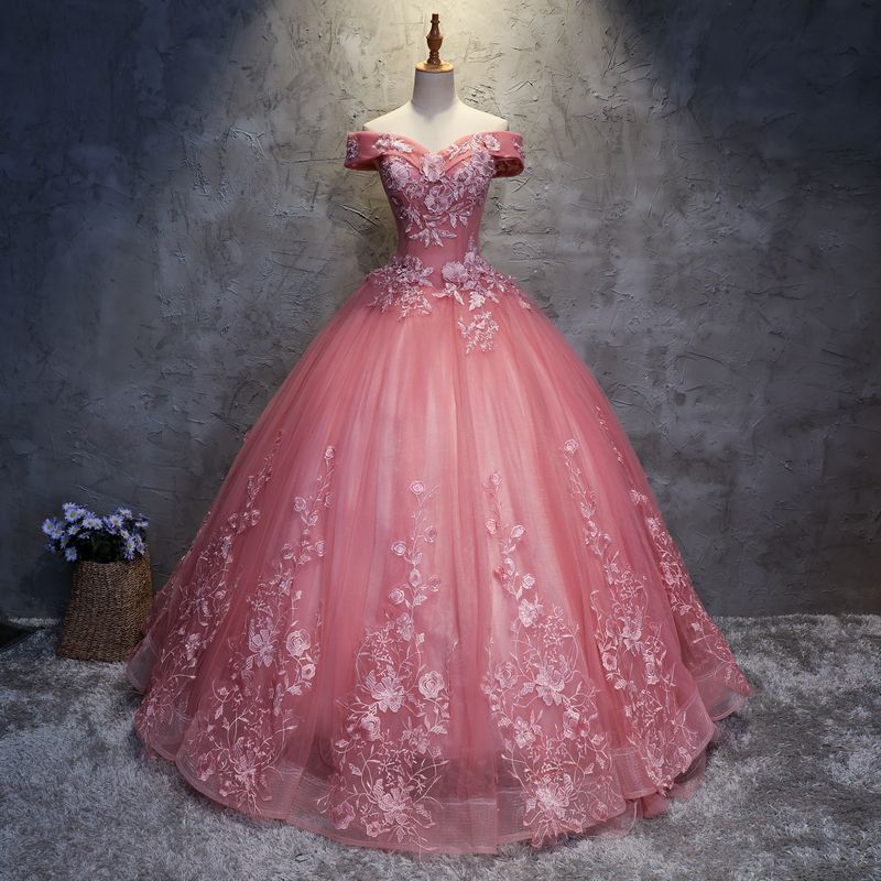 2021 Quinceañera Vestidos Apliques Elegante Partido PROM Formal Floral Imprimir Bola Vestidos Vestidos de 15