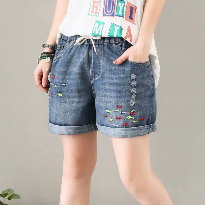 high waisted loose denim shorts