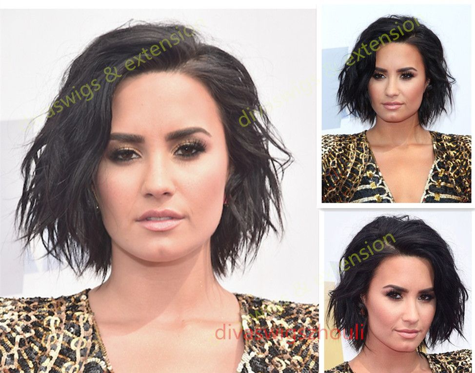 Celebrity Hairstyle Puff Straight Bob Human Hair 360 Full Lace