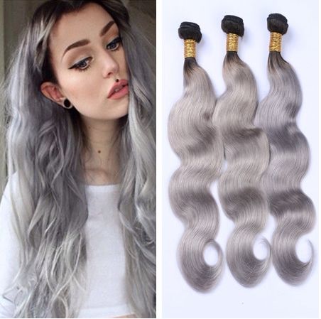 9A Brazilian Virgin Ombre Hair Black and Grey Ombre Brazilian Body Wave Hair Weave Bundles Silver 9A Brazilian Virgin Ombre Hair Black and Grey Ombre Brazilian Body Wave Hair Weave Bundles Silver