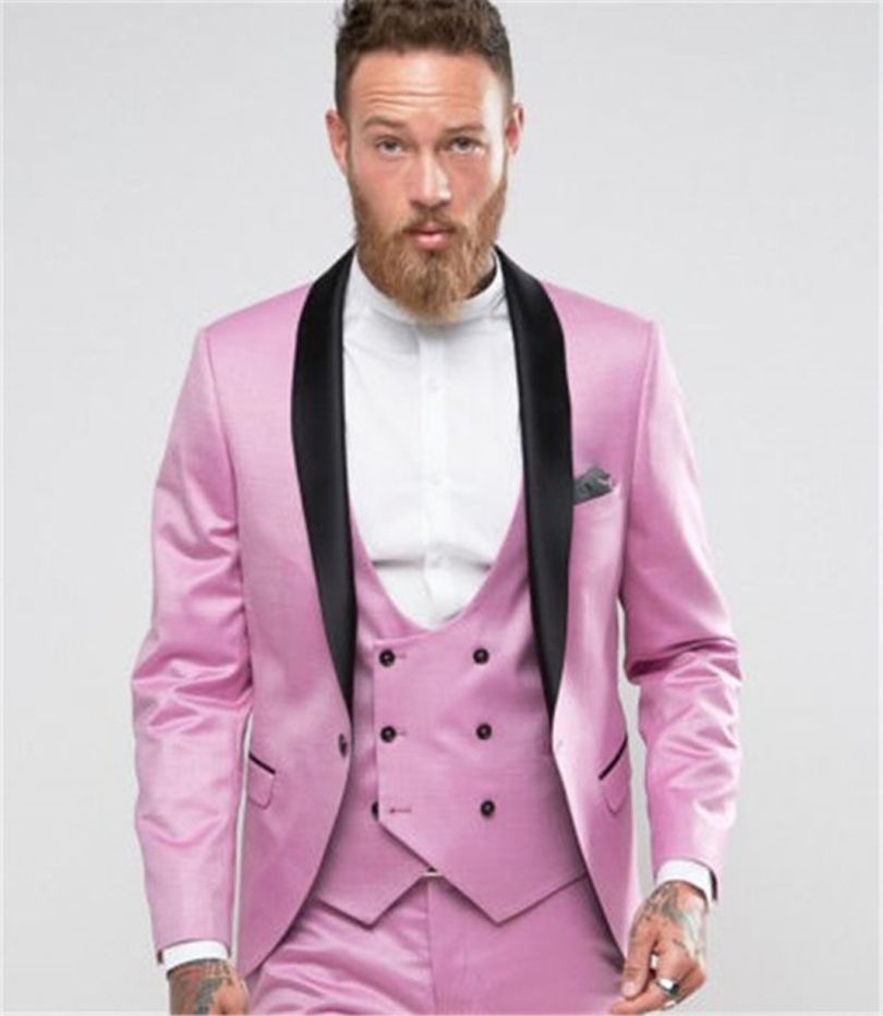 カスタムメイドの男のスーツファッションピンクの男性タキシード3ピースの新郎パーティーワークウェディングドレス ジャケット パンツ ベスト に適した 安い購入 短納期と品質 Jp Dhgate