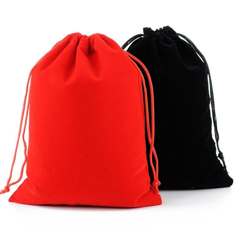large red velvet drawstring bag