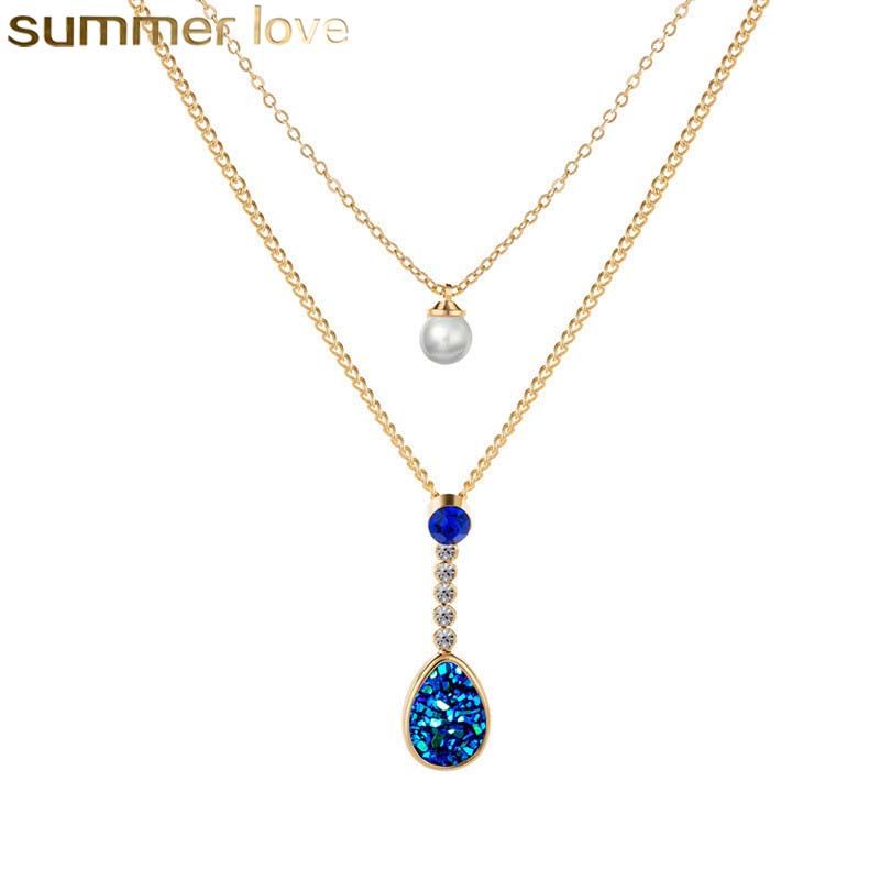 Fashion Crystal Heart Pendant Necklace Card Clavicle Chain Women Jewelry Party