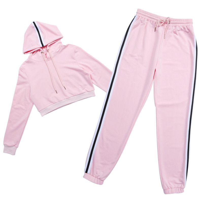 Set Women Suit Crop Top Sweatpants Crop 