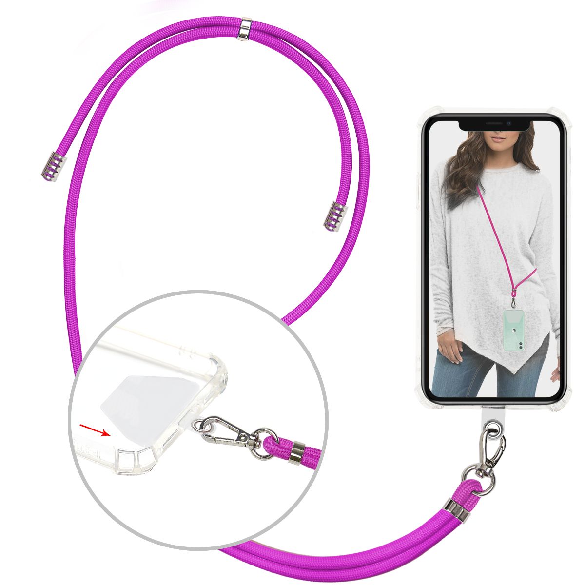 Multi Purpose Cell Phone Straps 2 In 1 Lanyard Detachable Key Chain