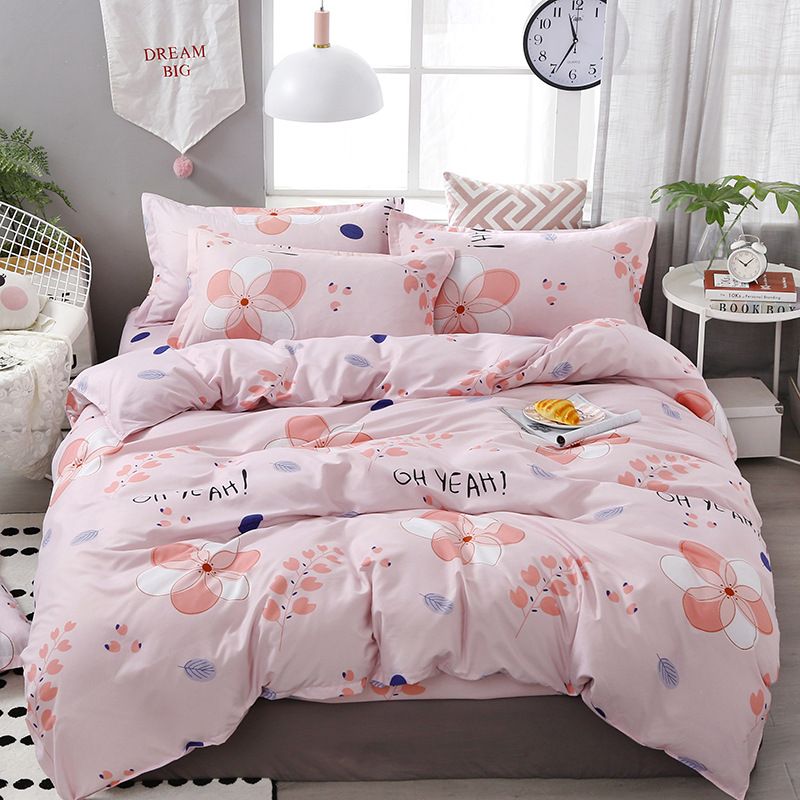 Sj 3 Flowers Pink Comforter Kids Bedding Set Cotton Duvet Cover