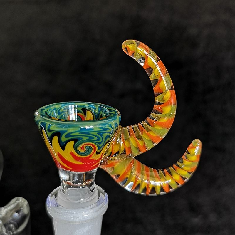 2021 Heady Glass Bowl Bong Bowls With Handle Slide 14mm Male Joint Bowl