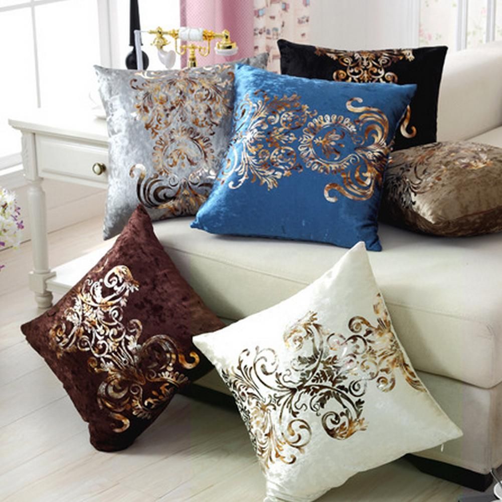 European Style Luxurious Bronzing Pillow Cover Cushion Cover Golden Pint Velour Pillow Case