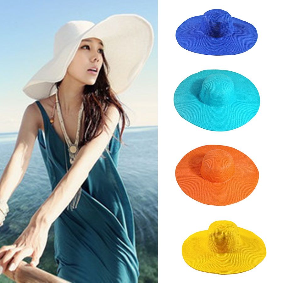 arcilla cemento Opiáceo 2019 Verano Mujeres Playa sombreros de paja Sombrero para el sol para mujer  de ala ancha