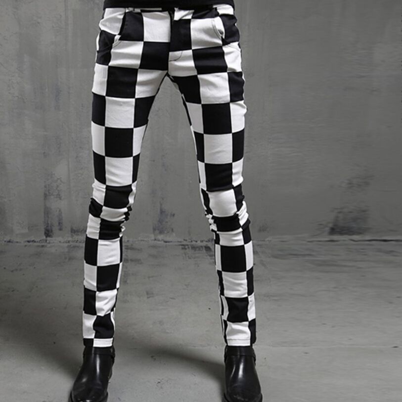 black and white plaid mens pants