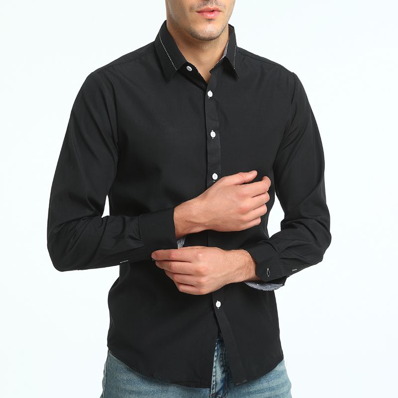 YYear Mens Long Sleeve Solid Regular Fit Button Down Casual Shirt