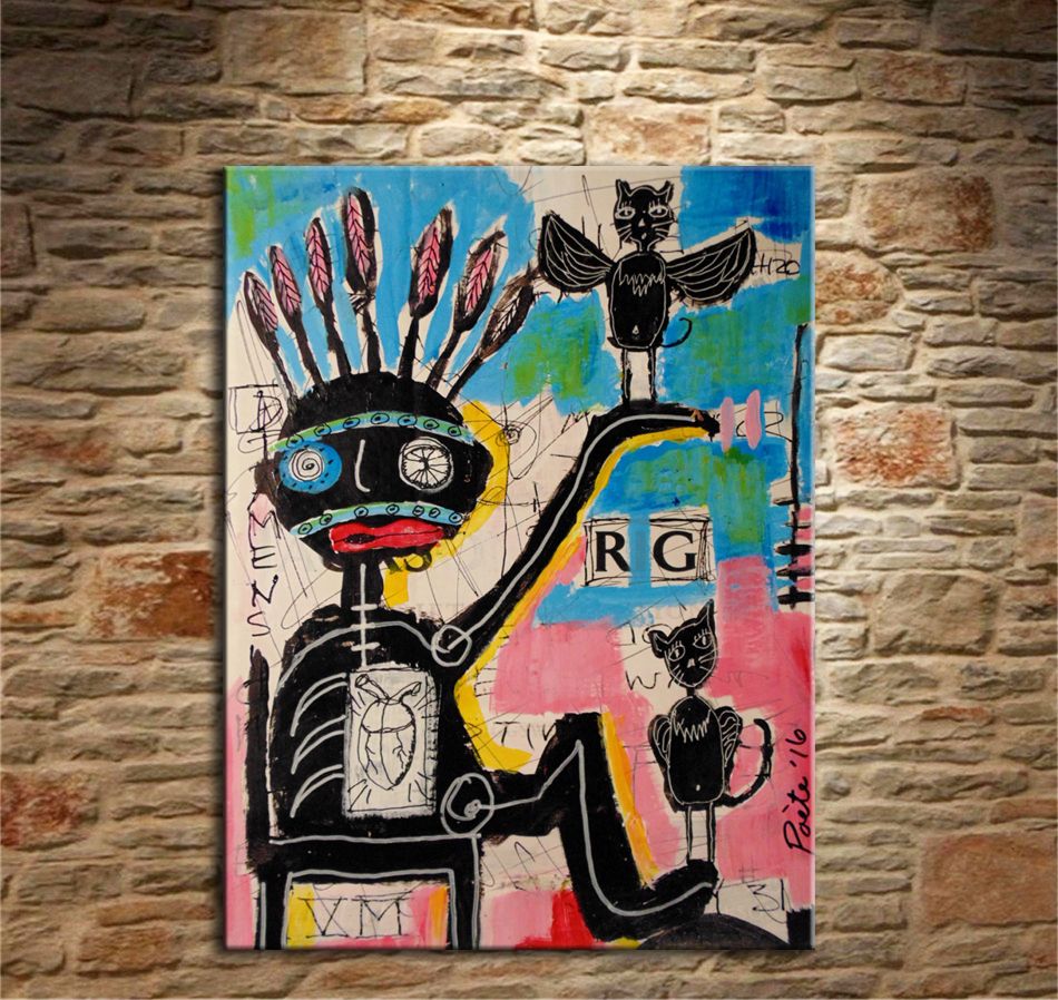 LVLJ Stampe E Quadri su Tela 5 Pezzi Immagine da Parete Art Decor Dipinti Quadri su Tela Wall Art Jean-Michel Basquiat/Senza Cornice 