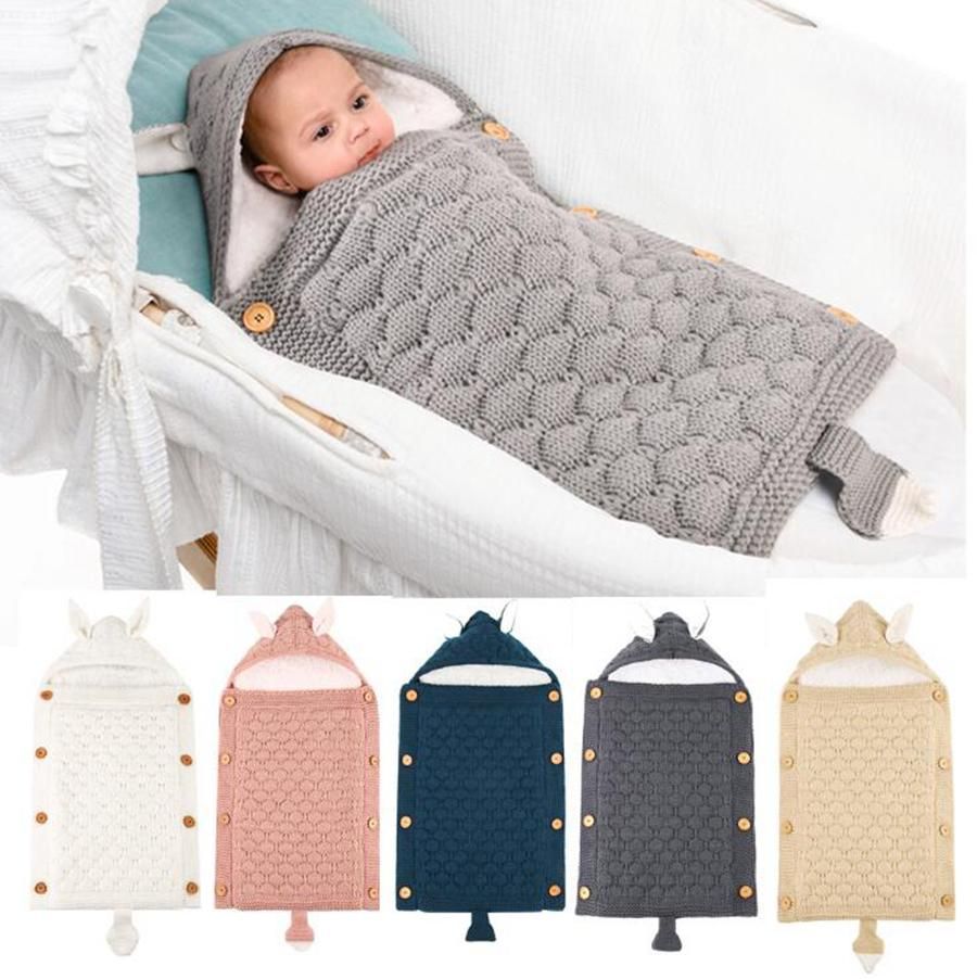 azul cálido 0-12 m suave para niñas y niños invierno Saco de dormir con capucha para cochecito de bebé recién nacido