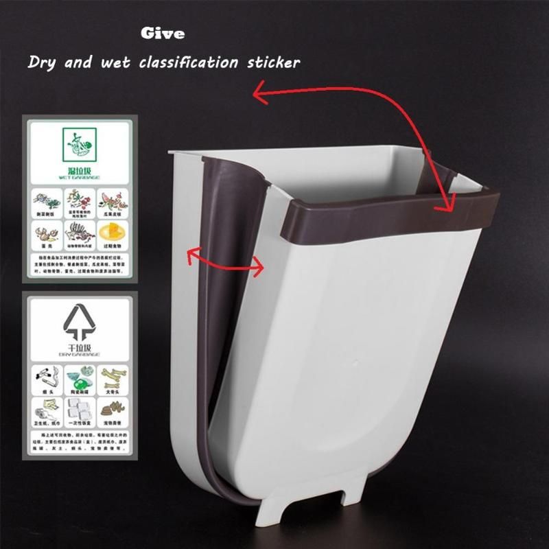 2020 9l Wall Mounted Folding Waste Bin Kitchen Cabinet Door