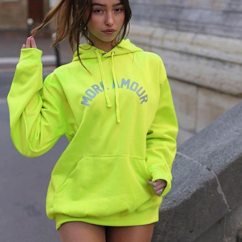 Neon yellow hoodie women's Clearance