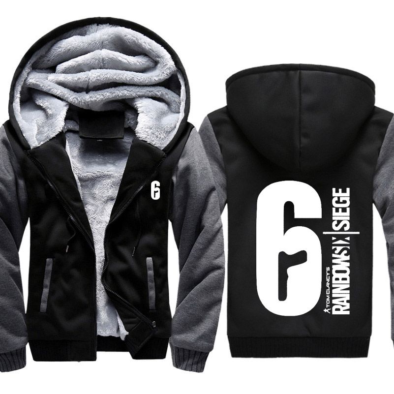 Mens Rainbow Six Winter Coat Thicken Warm Graphic Hoodies Sweatshirt Fleece Plus Size Zipper Jacket Mens Rainbow Six Winter Coat Thicken Warm Graphic Hoodies Sweatshirt Fleece Plus Size Zipper Jacket
