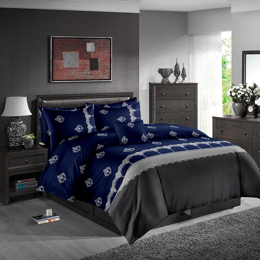 Navy Blue Bedding Set Queen Size, Elegant Bedding Sets King