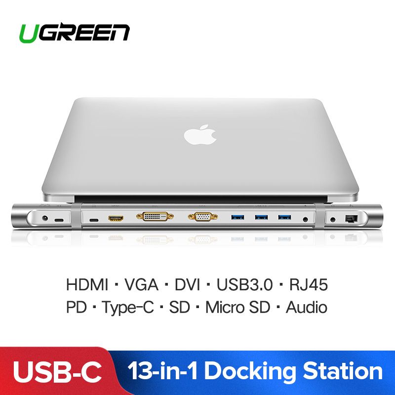 Ugreen USB C HUB Ethernet Adapter Type C RJ45 PD Dock Converter for MacBook Pro