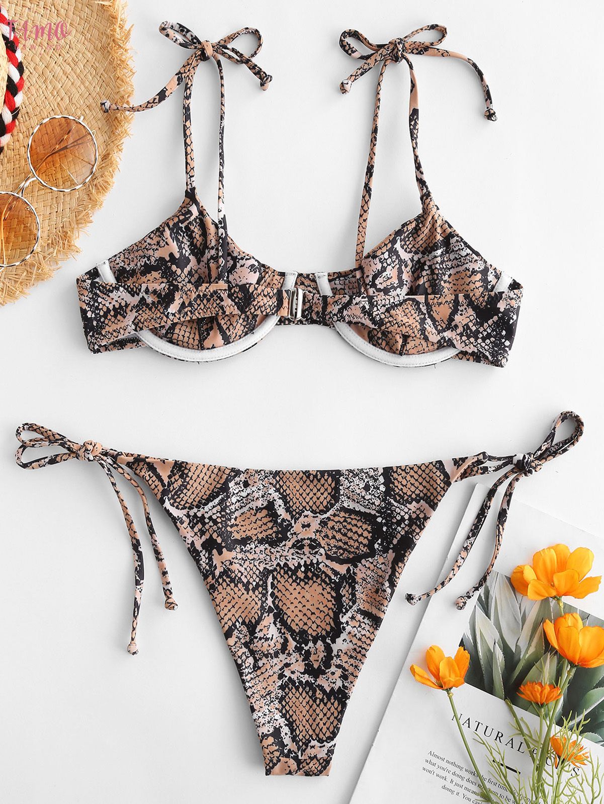 snake print underwire bikini