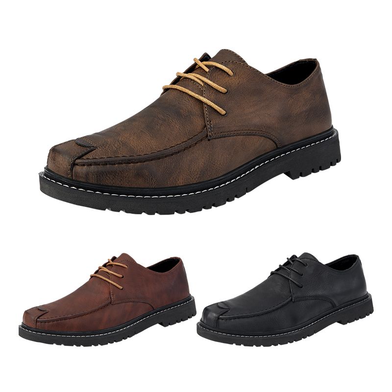Mens Fashion Lace Up Wedge Heel Leather Casual Shoes For Men Size 38 47 Brown Black Khaki Womens Shoes Shoes For Women From Hizishoe 56 99 Dhgate Com